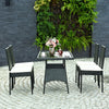 5PCS Patio Rattan Wicker Dining Set Outdoor Dining Furniture 1 Table & 4 Chairs