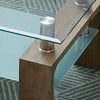 Rectangle Glass Coffee Table Modern Living Room Furniture Shelf White Black Wood