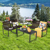 4PCS Garden Patio Table and Chair Set Outdoor Conversation Furniture Metal Frame