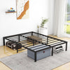 Metal Bed Frame Double Size Bed Platform Bed Base Black 135*190cm Height 45cm