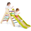 2-in-1 Triangle Climbing Set Kids indoor Wooden Triangle Climber Toy w/ slide