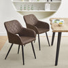 Set of 2 Faux Leather Dining Chairs Diamond Seat with Hole Design Modern Chair