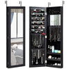 Mirrored Jewelry Cabinet Wall Mounted Hanging Jewelry Armoire Black