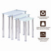 Nest of 3 White Tempered Glass Side End Table Nested Table Stainless Steel Tubes