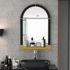 Retro Arched Wall Mirror with Shelf Anti-rust Farmhouse Vanity Mirror Over Sink