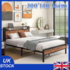 Double Bed Frame Industrial Metal Platform Bed with Headboard and Footboard Orog