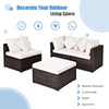 4-Piece Patio Furniture Set Outdoor Rattan Wicker Sofa & Ottoman Set w/Table