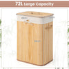 Laundry Hamper 72L Bamboo Laundry Basket Collapsible Dirty Laundry Organizer