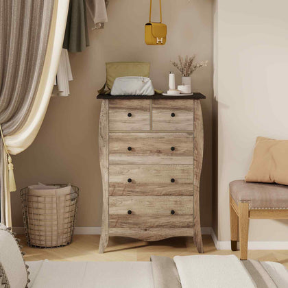 98cm Farmhouse Chest of Drawers Storage Organizer w/ Anti-tipping Kit-Coffee