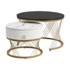 Marble Look Nesting Coffee Table with 1 drawer, Black and White