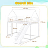 190 x 90 cm Low Bunk Bed Frame House Bunk Bed with Slide-White