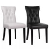 2× PU Leather Padded Dining Chairs Tufted Button Back Wooden Legs Home Office