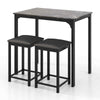 3Pcs Pub Counter-Height Dining Table Set Modern Furniture Set Black