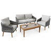 DAKO METARE 4-Seater Outdoor Garden Furniture Set – Rope Effect Durable Rattan