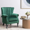Emerald Green Padded Velvet Armchair Queen Anne Sofa Tub Chair Shell Back Rivet