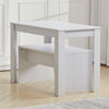 Pure White Wood Kitchen Dining Table and 2 Bench Set Kit for Small Family House