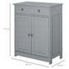 Bathroom Floor Storage Cabinet w/ 2 Drawers Door Cupboard Grey