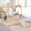6-in-1 Indoor Jungle Gym Climbing Toy Kids Wooden Playground Climber Playset