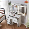 White Dressing Table with LED Lights Mirror Vanity Make up Desk Stool Set Drawer