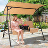 Outdoor Canopy Swing Chair W/ Center Tray & 23L Cooler Bag-Brown