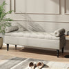 Beige Upholstered Storage Bench Linen & Cotton, Tufted Design with Pillows
