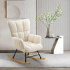 Relax Rocking Chair Teddy Fleece Glider Chair Lounge Rocker Seat w/ Side Pocket
