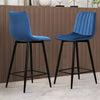 Set of 2 Velvet Chairs High Back Bar Stools Footrest Backrest Metal Legs Pub
