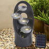 Outdoor Solar Water Feature Garden Fountain Water Cascade Stone Bowls Waterfall