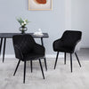 2 X Black Dining Chairs Velvet Padded Seat Metal Leg Kitchen Room Chair