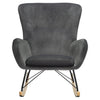 Velvet Wing Back Rocking Chair Wood Curved Legs Padded Seat Lounge Armchair