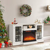 TV Stand with Log Insert Fireplace - White-Electric Fire 3 Colour Flame-150x70cm
