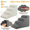 4-Tier Foam Dog Ramp 41CM Wide & 72CM Deep Pet Stairs W/ Washable Zippered Cover