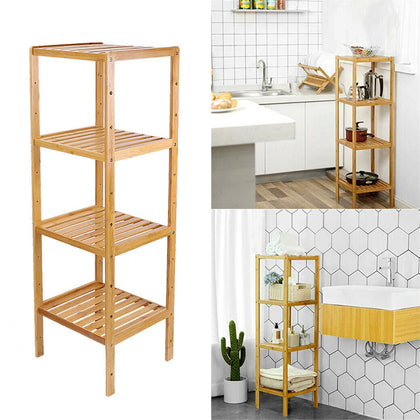 Bamboo 4 Tier Storage Shelving Unit Shoe Rack Bookshelf Freestanding Plant Stand