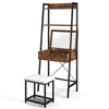 Vanity Table Set Wooden Makeup Dressing Desk And Stool w/Flip Top Mirror Black