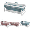 Free-Standing Soaking Tub w/ Lid Folding Spa Bath Bucket Barrel Portable Bathtub