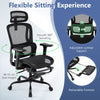 Swivel Computer Desk Chair with Retractable Footrest-Black