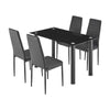 Dining Table Set 4 Faux Leather High Back Chairs Glass High Gloss Table 120cm