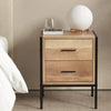 Bedroom Bedside Table Mini Side Table with Drawer Wooden Metal Frame Night Table