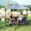 3-Piece Patio Bar Set 245 x 245 cm Double-Tier Grill Gazebo-Grey