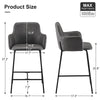 2PCs Faux Leather Bar Stool Breakfast Kitchen Bar Chair w/ Backrest Footrest