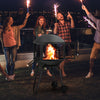Patio Fire Pit BBQ Mobile Firepit Rolling Wood Burning Firepit w/Wheels & Handle