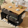 Kitchen Storage Trolley, Rolling Island Cabinet with Drop-Leaf Tabletop, Black