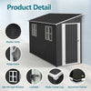BIRCHTREE 4x10ft Lean To Garden Shed Metal Storage House Pent Roof Anthracite