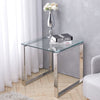 Tempered Glass Square Coffee Table Sofa Side End Table Bedside Nightstand Chrome