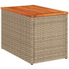 Garden Side Tables Dining Table 2 pcs Beige Poly Rattan Solid Wood