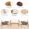 4Pcs Outdoor PE Rattan Conversation Set Patio Chair Table Bench Set w/Cushions