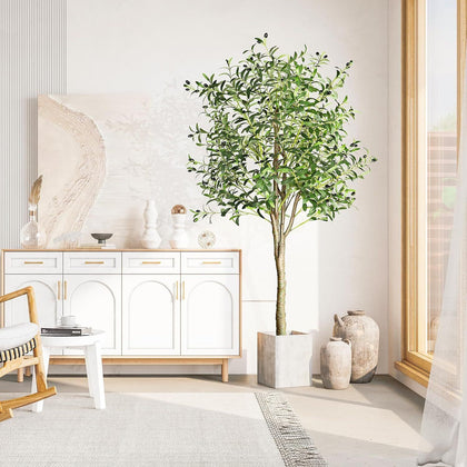 6FT Artificial Olive Tree 180cm Tall Faux Olive Plants Potted for Living Room UK