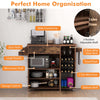 Drop Leaf Kitchen Island Cart Storage Cart on Wheels-Black-Coffee