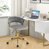 Home Office Desk Chair Set of 2 w/ Hand-woven Back & Golden Metal Legs (Grey)