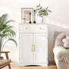 Bathroom White Floor Cabinet Freestanding Storage Cupboard with Drawer